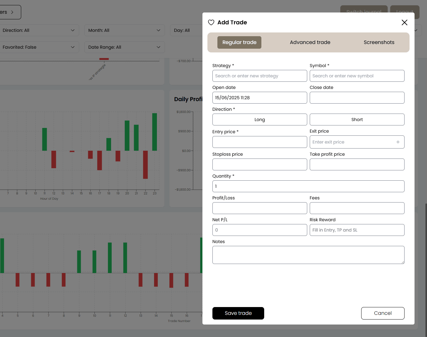Easy trade logging